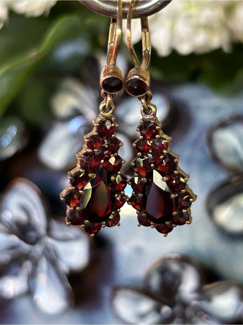 Antique Edwardian Garnet Earrings - Picture 2 of 4